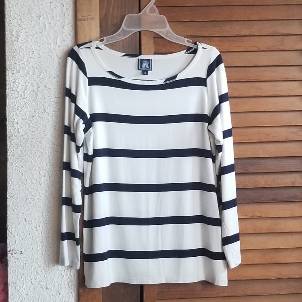 Toss Designs striped crewneck lightweight sweater tee size small